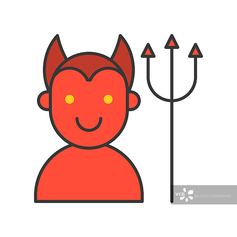 万圣节主题恶魔与三叉戟轮廓图标图片素材