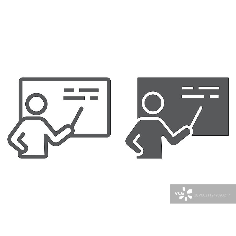 老师线性图标，学校和教育图片素材