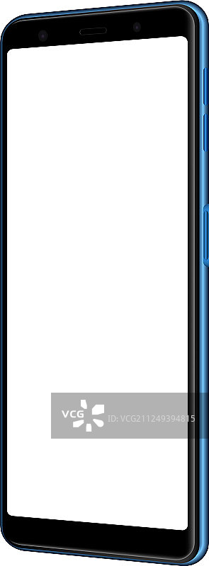 带空白屏幕的蓝色智能手机样机侧面图片素材