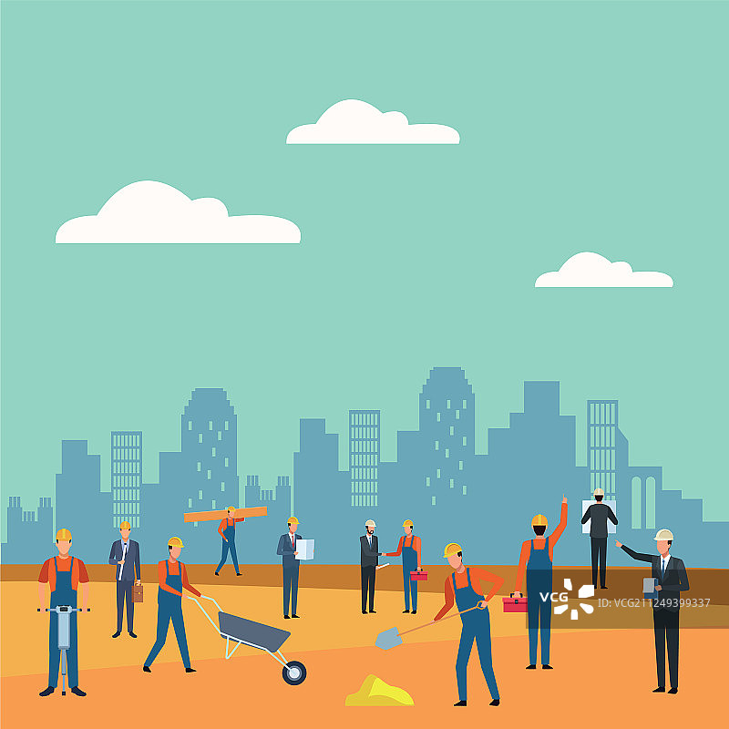 建筑工人与建筑师图片素材