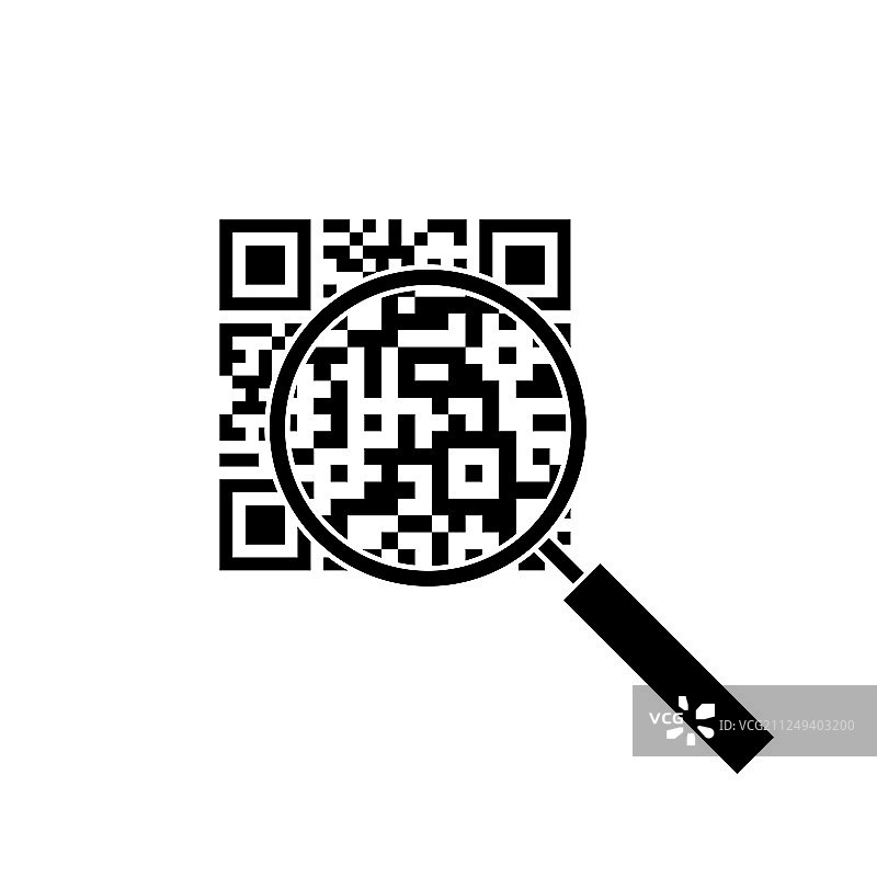 通过放大镜查看二维码图片素材