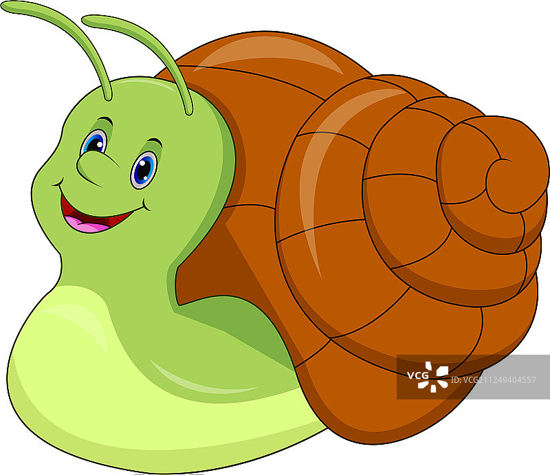 白色背景上的可爱卡通蜗牛图片素材