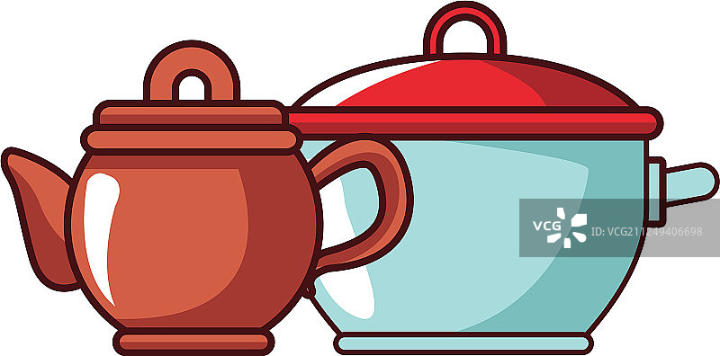 厨房锅具和茶壶图片素材