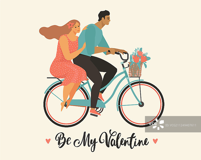 一起骑自行车的幸福情侣图片素材