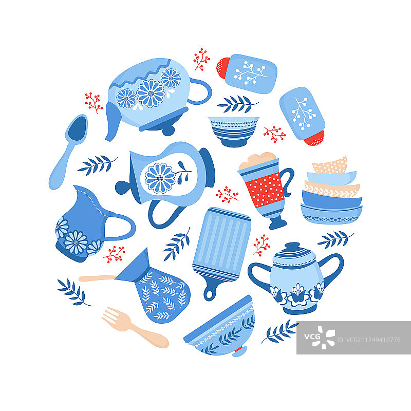 陶瓷炊具蓝色瓷碗图片素材