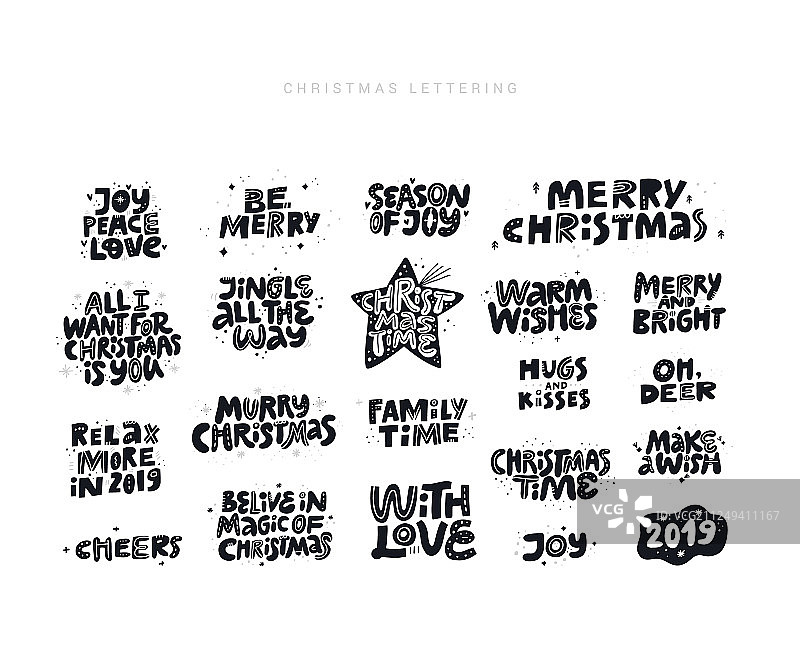 圣诞祝福语手绘黑色字体图片素材