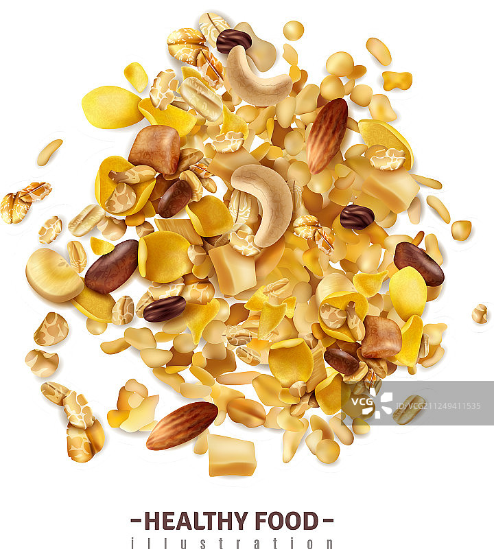 逼真的格兰诺拉麦片食物组合图片素材