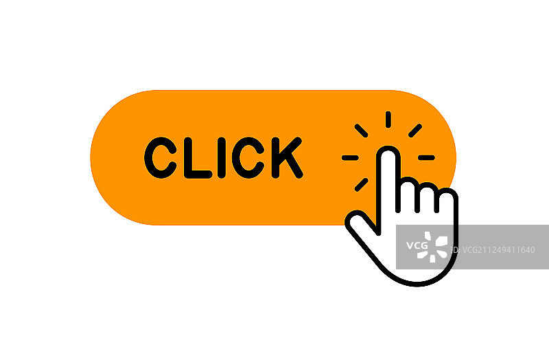 带手部图标的点击此处按钮图片素材