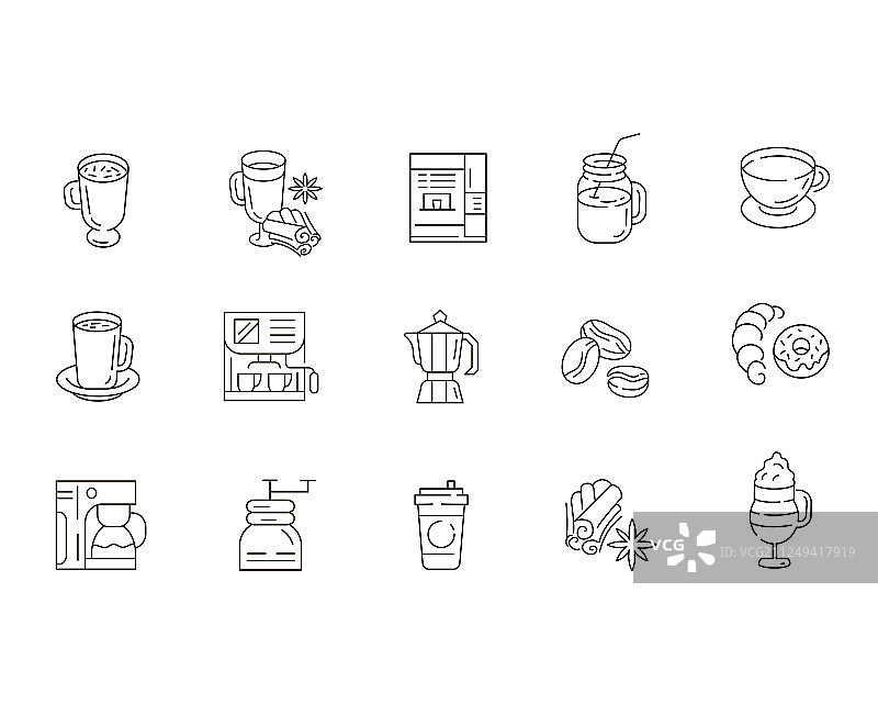 咖啡设备图标和标志图片素材