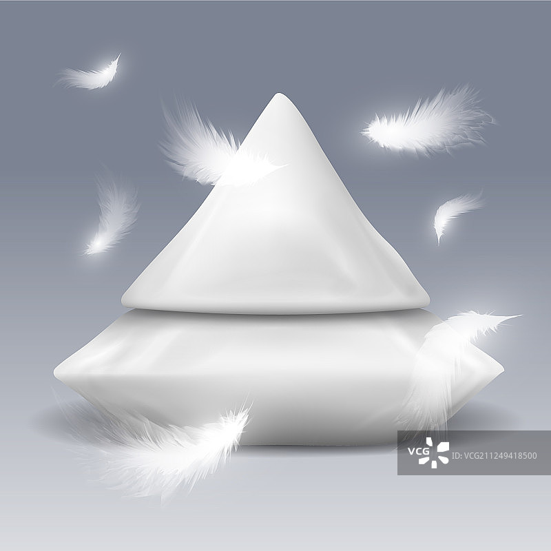 白色羽毛枕头金字塔图片素材