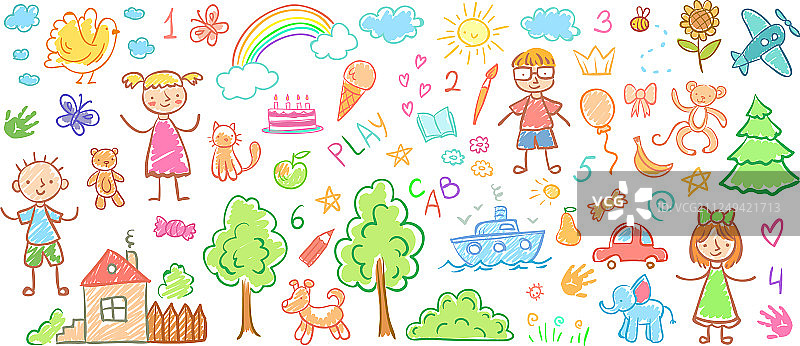儿童绘画涂鸦图片素材