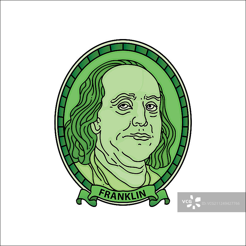 卡通本杰明·富兰克林美元图片素材