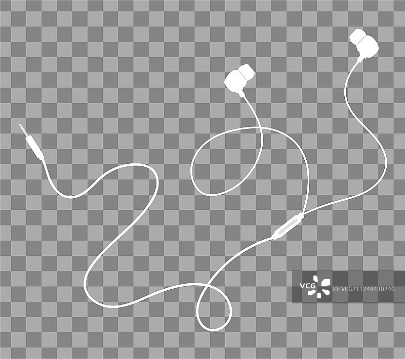 透明背景上的白色耳机图片素材