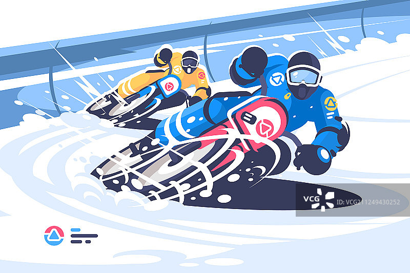 冬季摩托车越野赛扁平风格海报图片素材