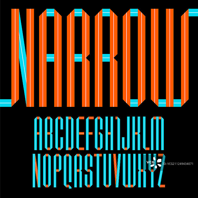 现代字母折叠纸带窄字体图片素材