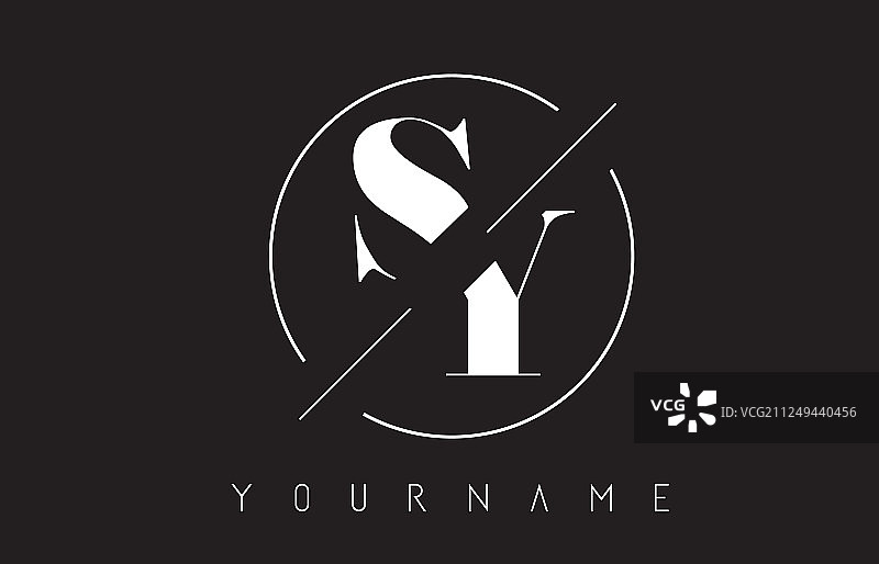 带有切割和交叉设计的SY字母logo图片素材