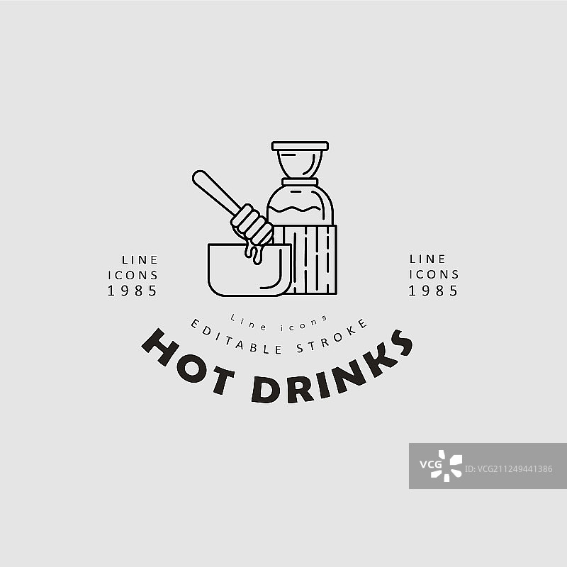 寒冷天气热饮图标和标志图片素材