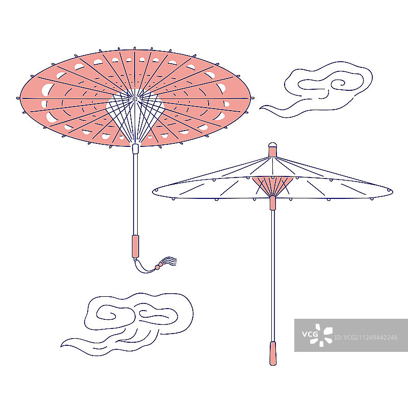 中国传统雨伞线条艺术合集图片素材