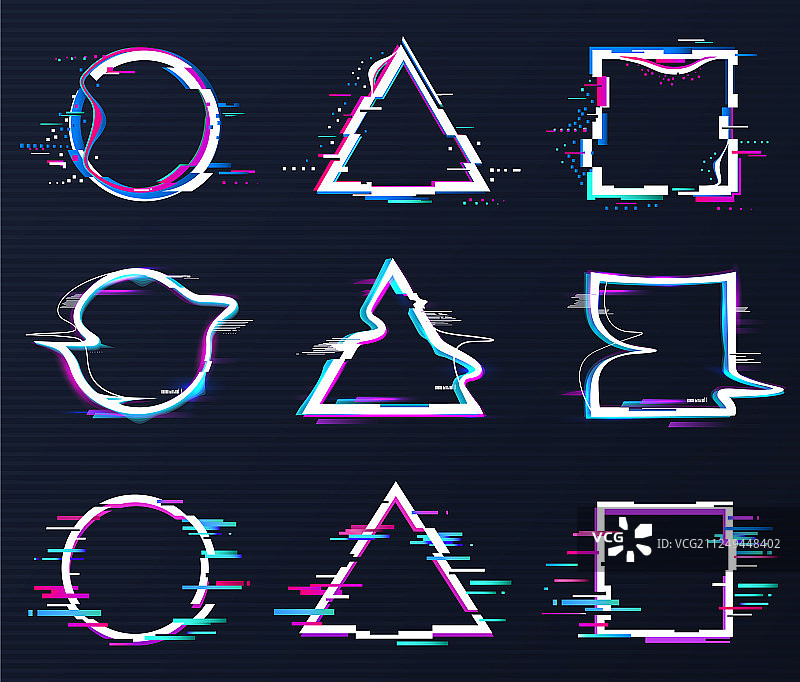 故障效果艺术边框动态元素组合图片素材