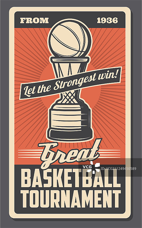 篮球奖杯与篮球和篮筐图片素材