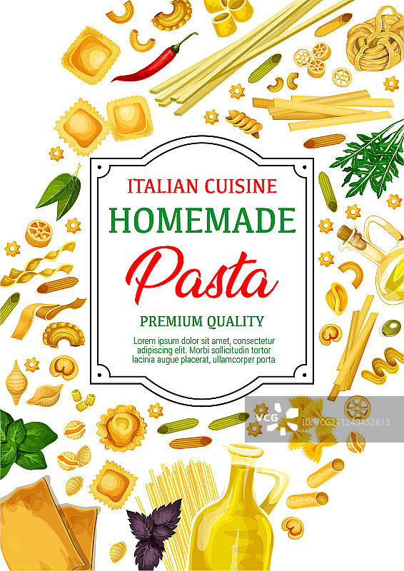 配意大利香草的意大利面和通心粉图片素材