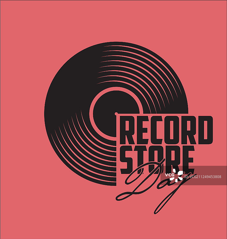 黑色黑胶唱片店日扁平概念图片素材