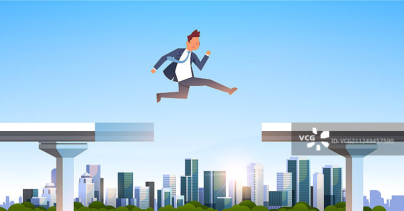 商人跳过断桥鸿沟图片素材