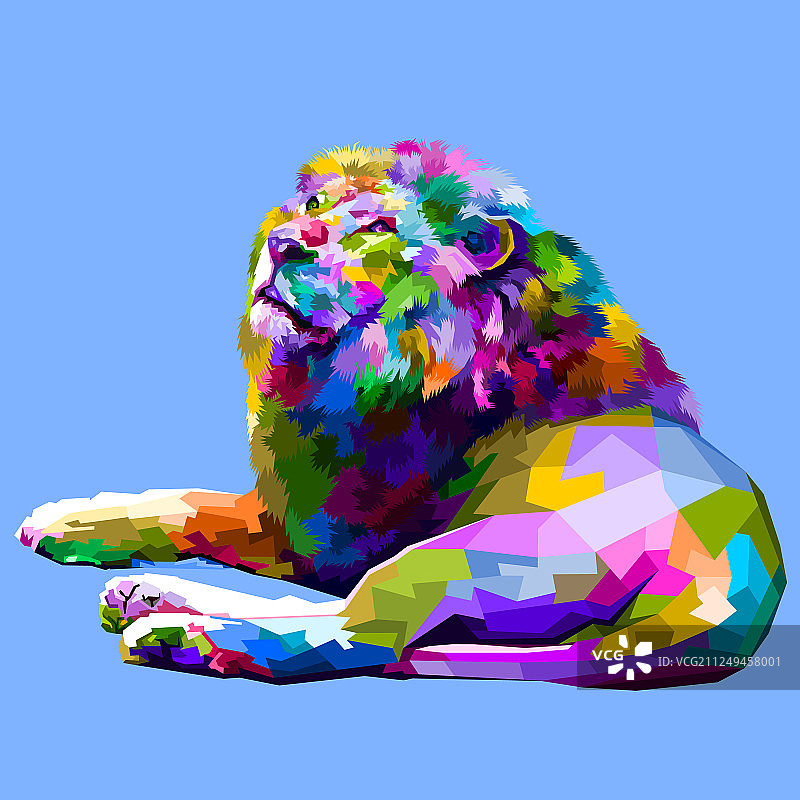 彩色狮子仰卧图片素材