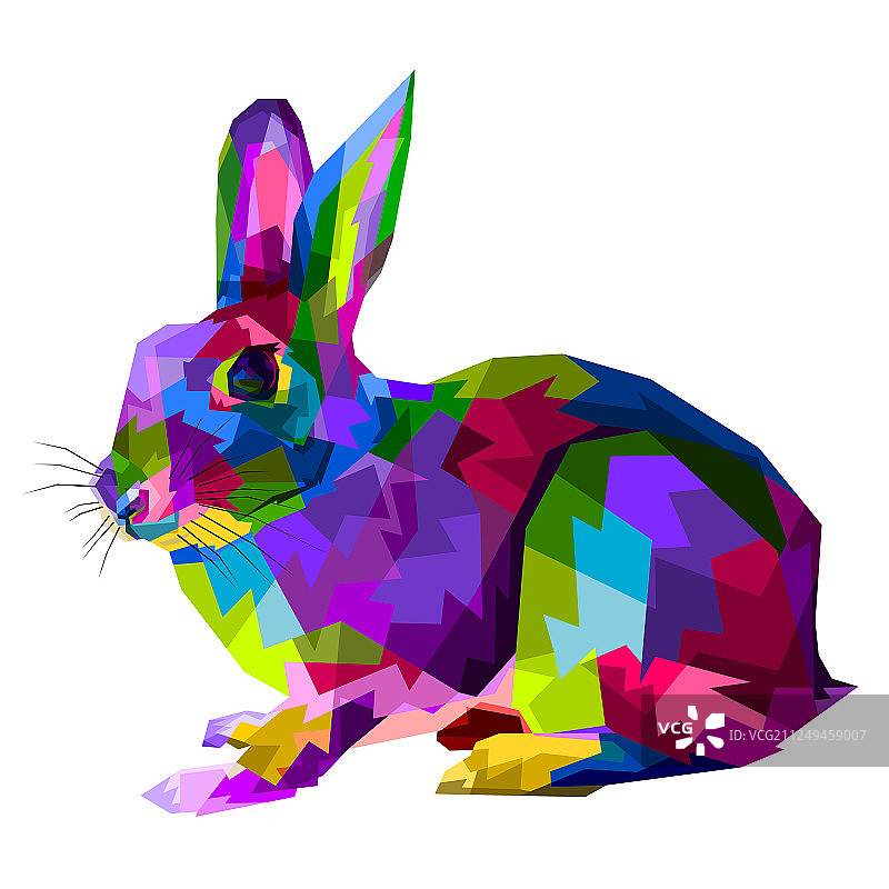 波普艺术风格的彩色兔子图片素材