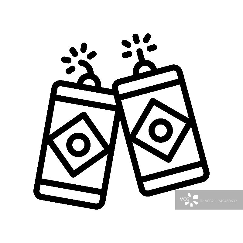 鞭炮中国农历新年线性图标图片素材