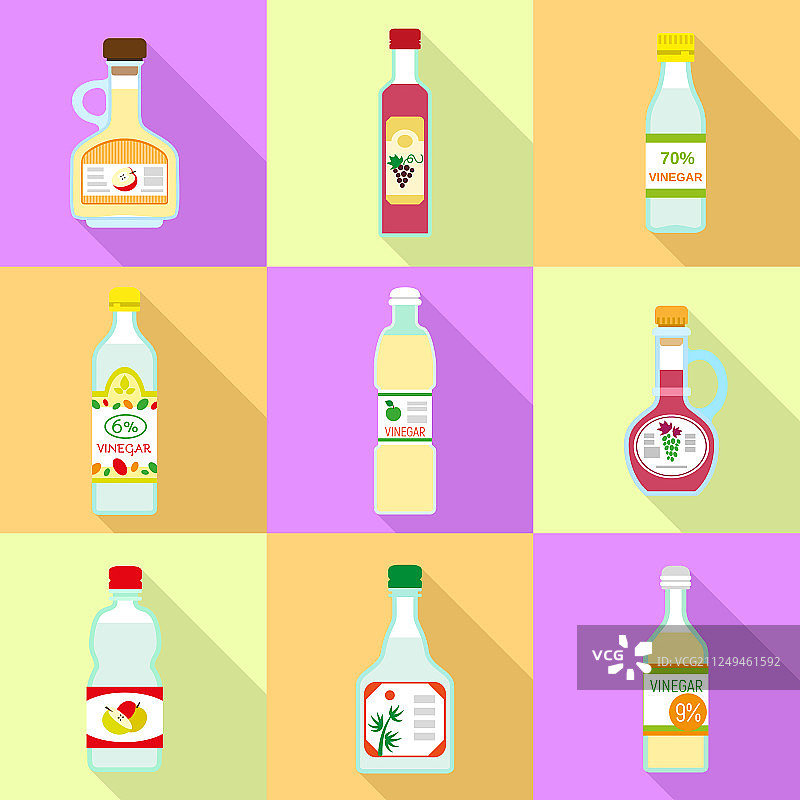 醋图标扁平风格合集图片素材