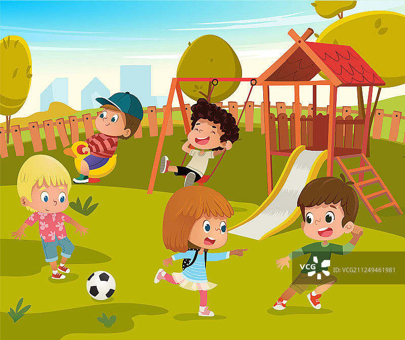 夏季公园里的婴儿游乐场图片素材