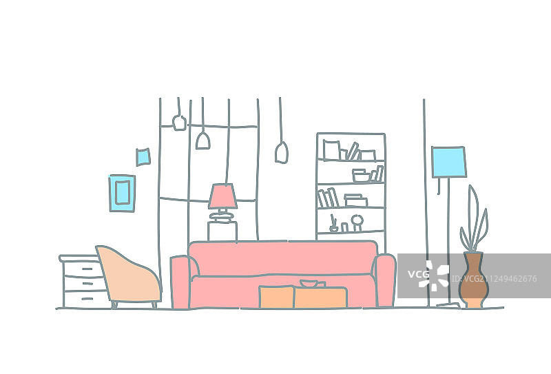 现代客厅室内空房家具图片素材