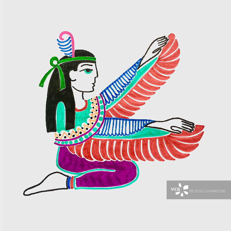 埃及伊西斯女神的马克笔素描图片素材