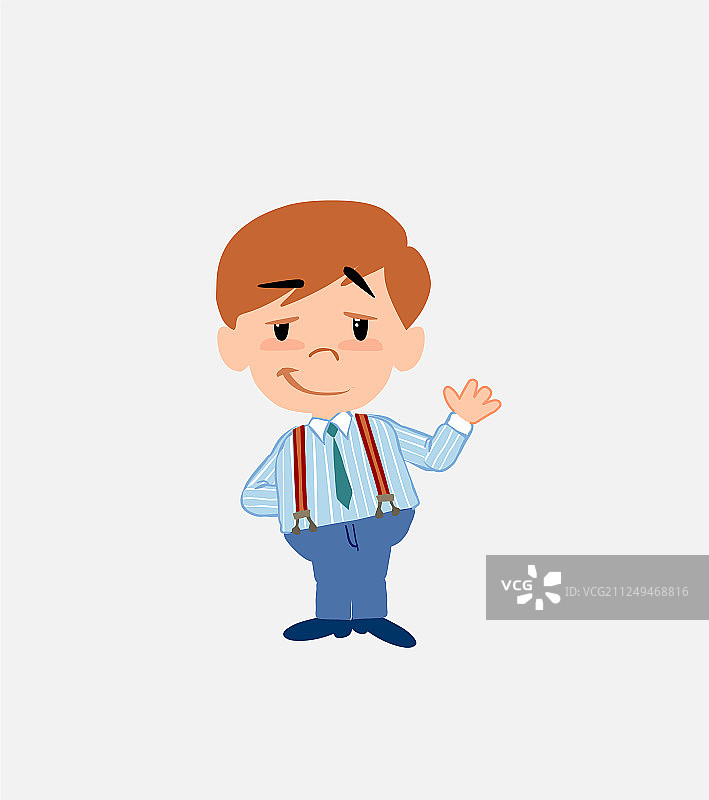 穿着休闲装挥手的商人图片素材