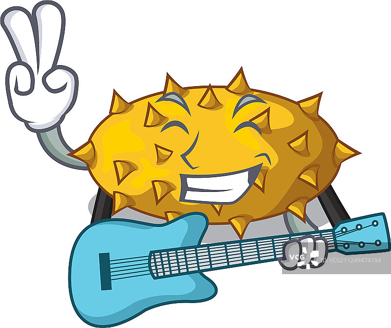 卡通造型的吉他奇异果图片素材