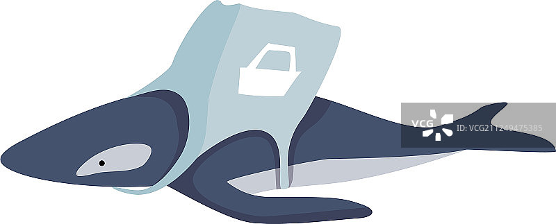 鲸鱼被塑料袋全球缠绕图片素材