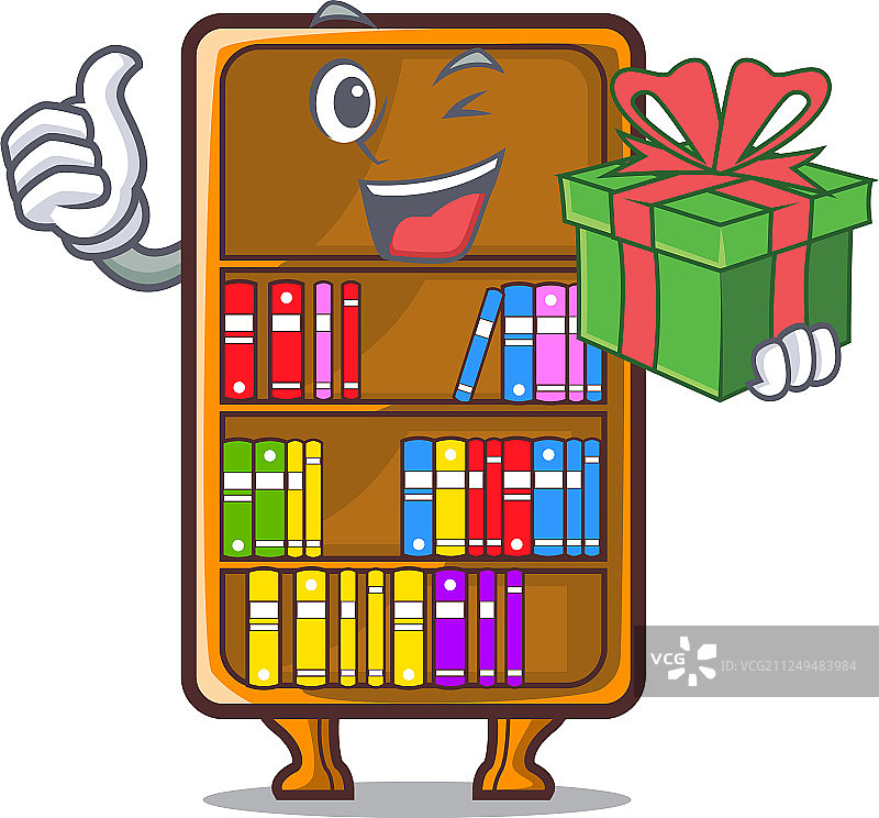 带人物的礼品书柜图片素材