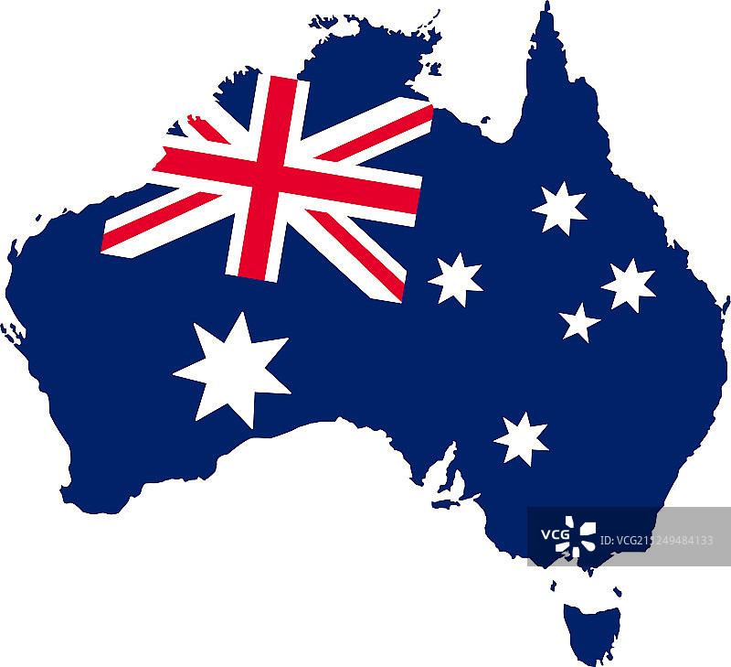 澳大利亚地图与旗帜图片素材