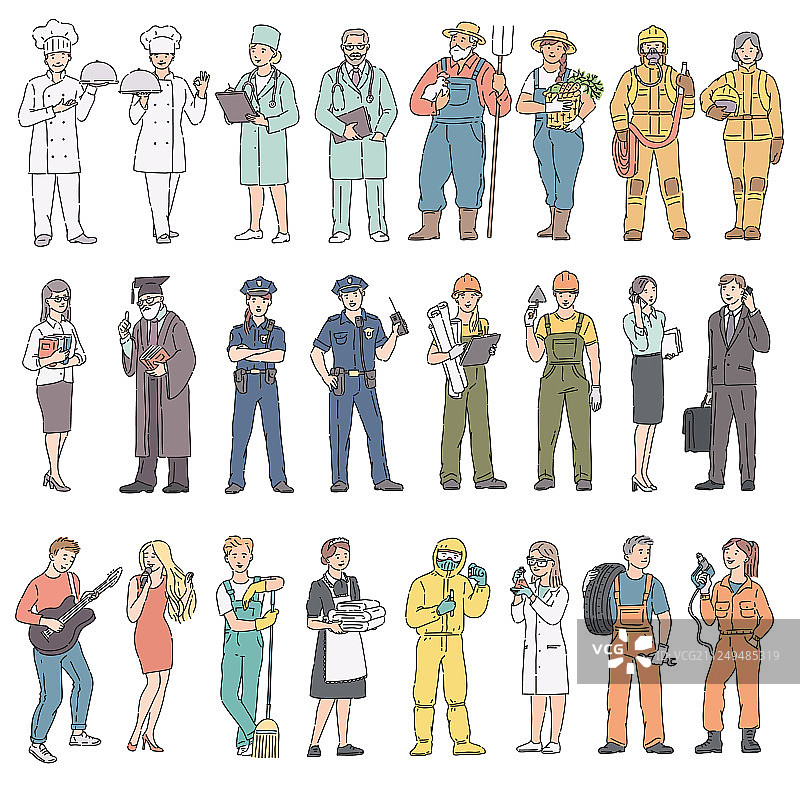 穿制服的不同行业的成年人图片素材