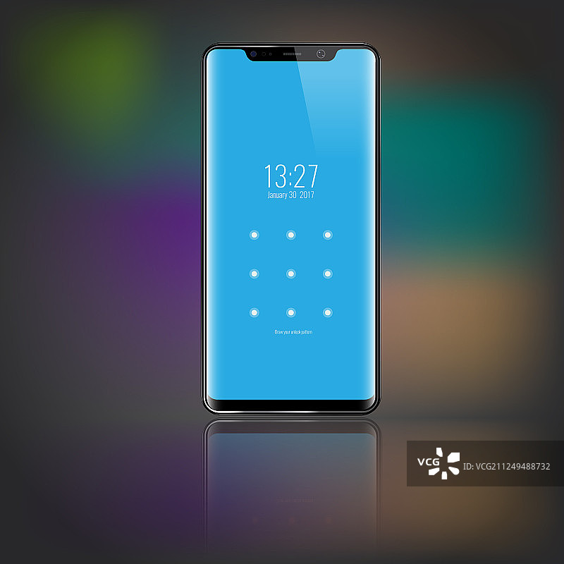 带密码锁屏幕的智能手机3D模型图片素材