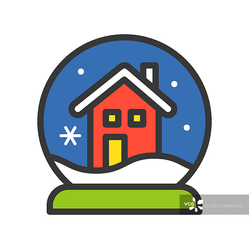 圣诞主题雪景球房屋图标合集图片素材