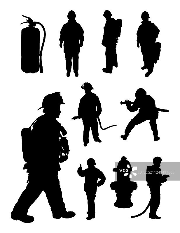 消防员手势剪影图片素材