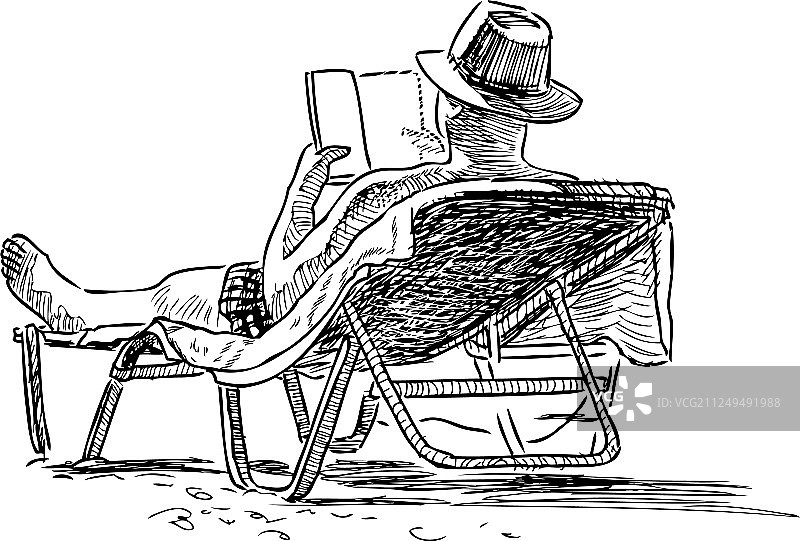 海滩上的人的草图图片素材