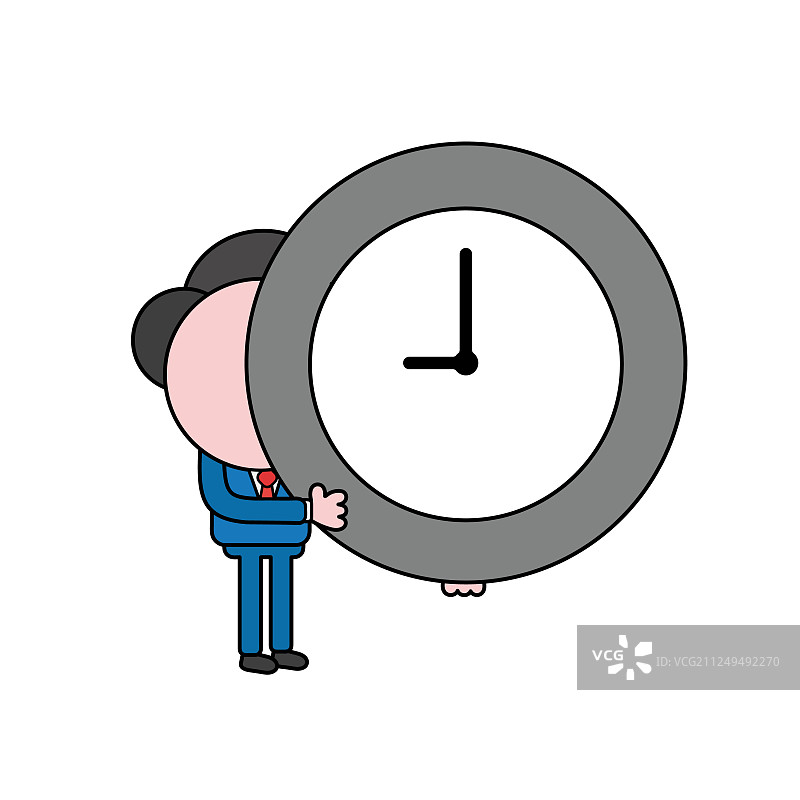 商人角色拿着时钟图片素材
