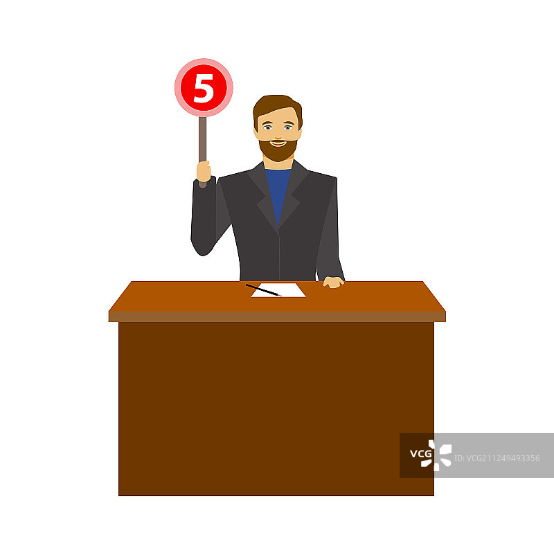卡通男人法官陪审团举手示意或投票图片素材