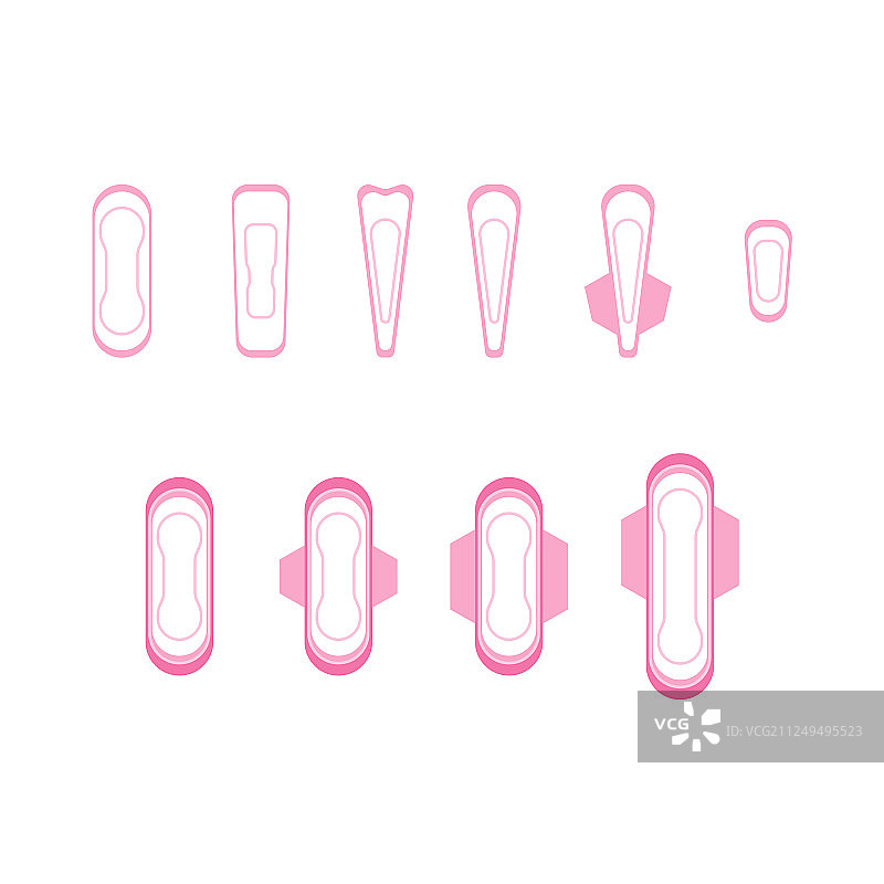 卡通女性卫生用品图标集图片素材