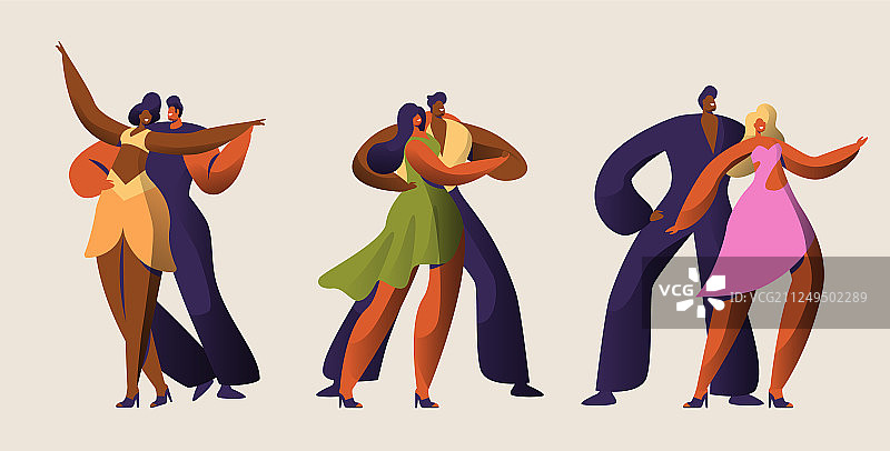 莎莎舞派对舞者情侣角色套装图片素材