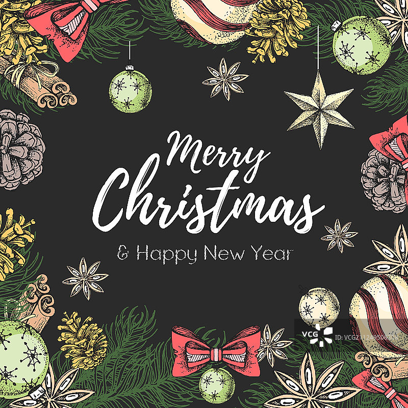 圣诞节假日手绘海报图片素材