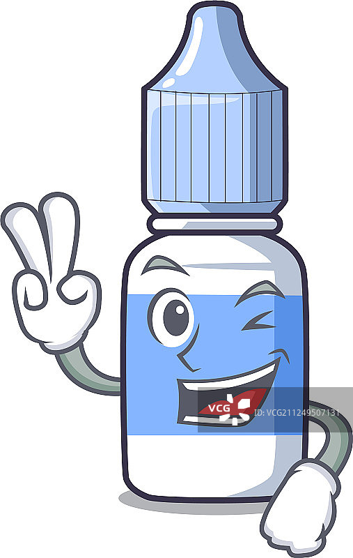 吉祥物木桌上的卡通手指眼药水图片素材